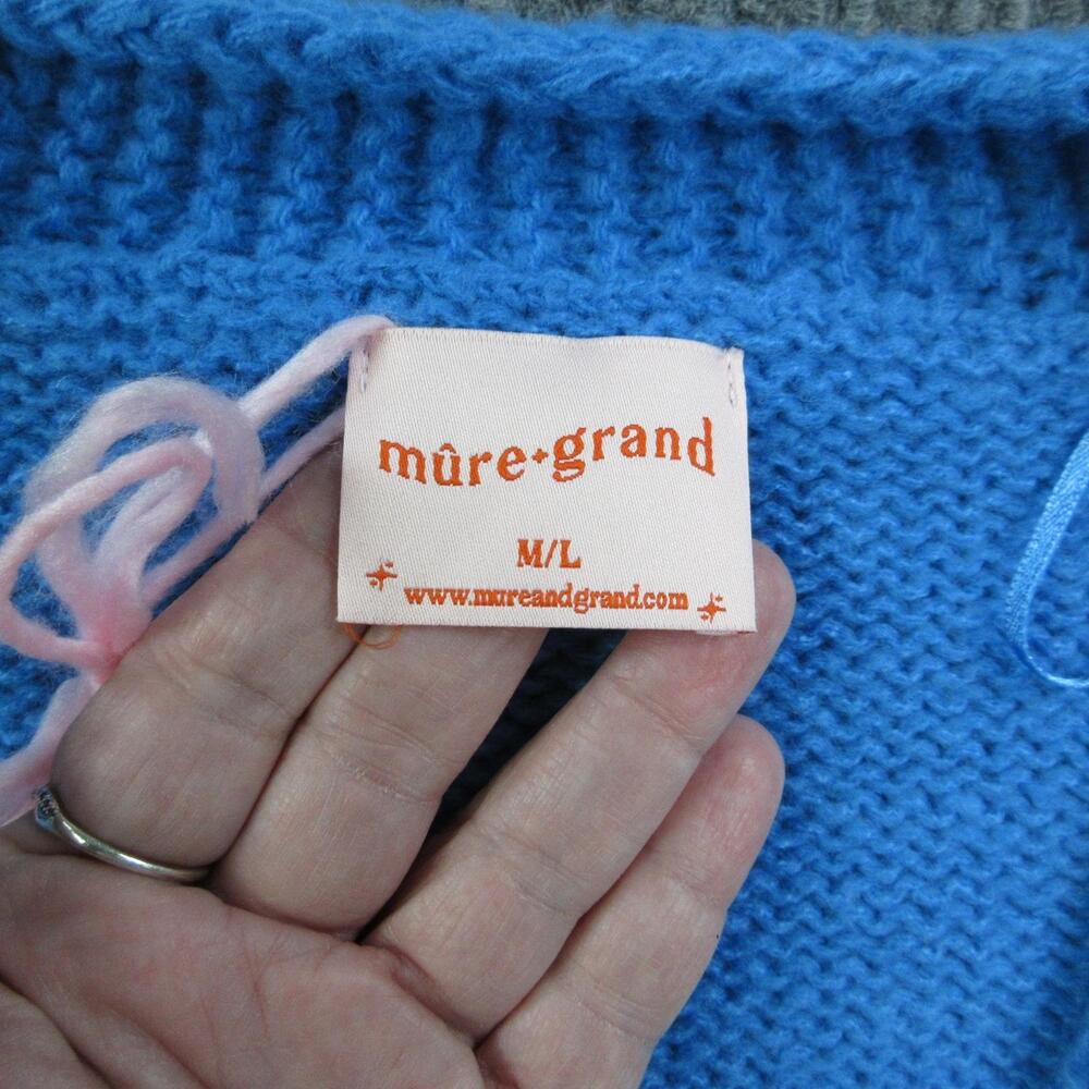 Mure+Grand Sweater Girls M/L Blue You're A Reel Catch Puff Cardigan Lobster NWT - Picture 7 of 16